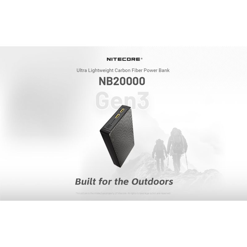 Nitecore NB20000 Gen3 QC Dual Port USB-C Power Bank 20000mAh Compact Lightweight Travel Companion