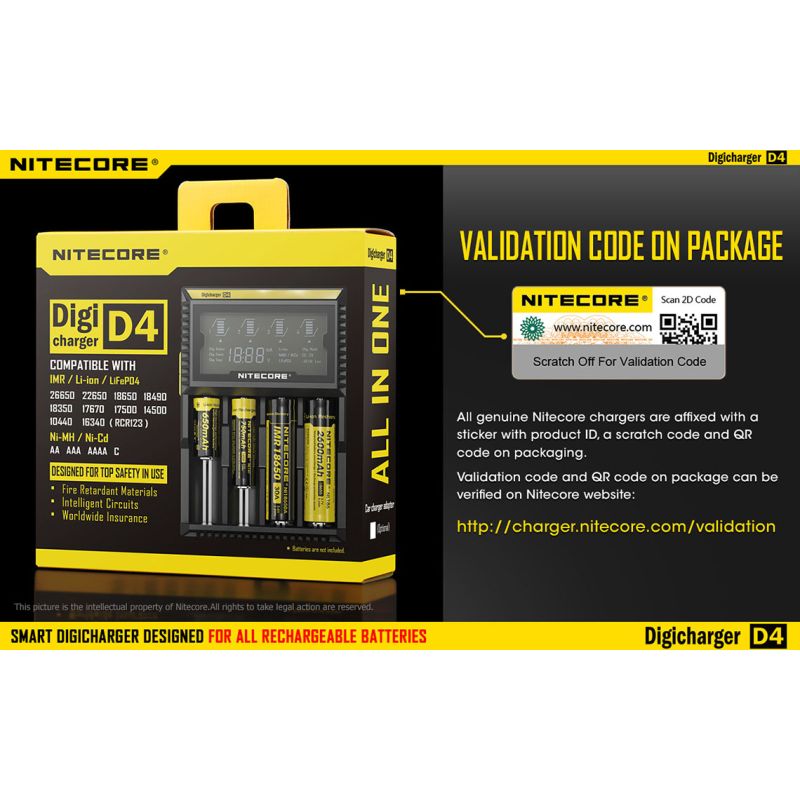 Nitecore D4 Digicharger LCD Mostrar batería Nitecore Charger Intelligent 2.0 Fit Li-Ion 18650 14500 16340 26650