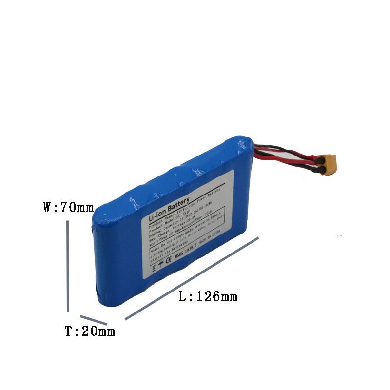 Paquete de batería de 25,2 V 5C, paquete de batería de iones de litio 18650, monopatín de cuatro ruedas, batería de placa de pescado pequeña