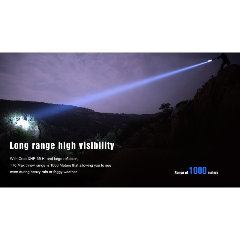 Trust Fire T70 Kit XHP35 Máx 1000 metros 2300Lumens Linterna LED recargable de alta potencia