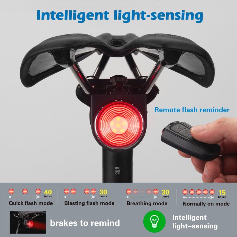 ANTUSI A8 Bicicleta de carretera Bloqueo de alarma antirrobo Freno automático Luz trasera de ciclismo Control remoto Luz trasera de bicicleta MTB Timbre inalámbrico