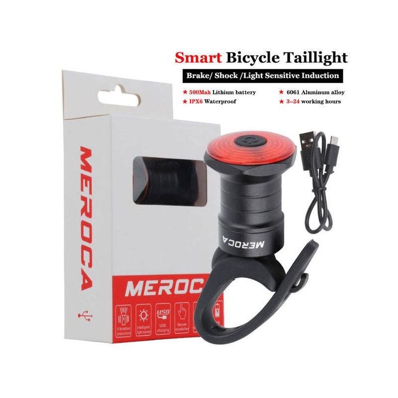 Smart Bicycle Tail Trasero Luz Auto Start Detener Freno IPX6 Impermeable Usb Carga Ciclismo Tailight Bike Led Lights