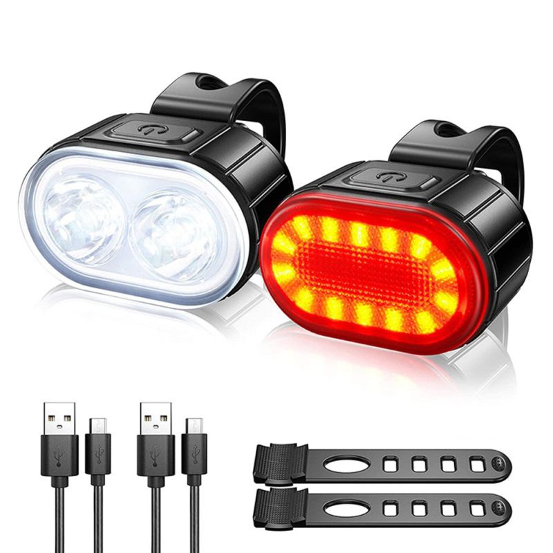 Luz de bicicleta recargable USB Luz delantera de bicicleta blanca impermeable / Luz trasera de bicicleta roja
