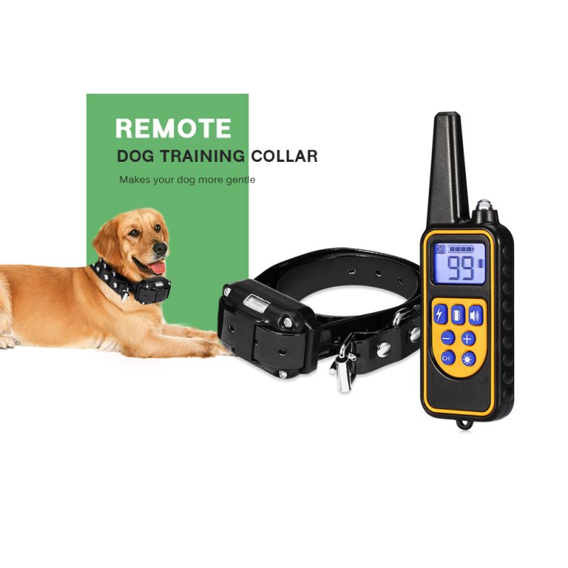 800m Electric Dog Collan Colllar PET control remoto impermeable recargable con pantalla LCD para todos los collares de tope de corteza