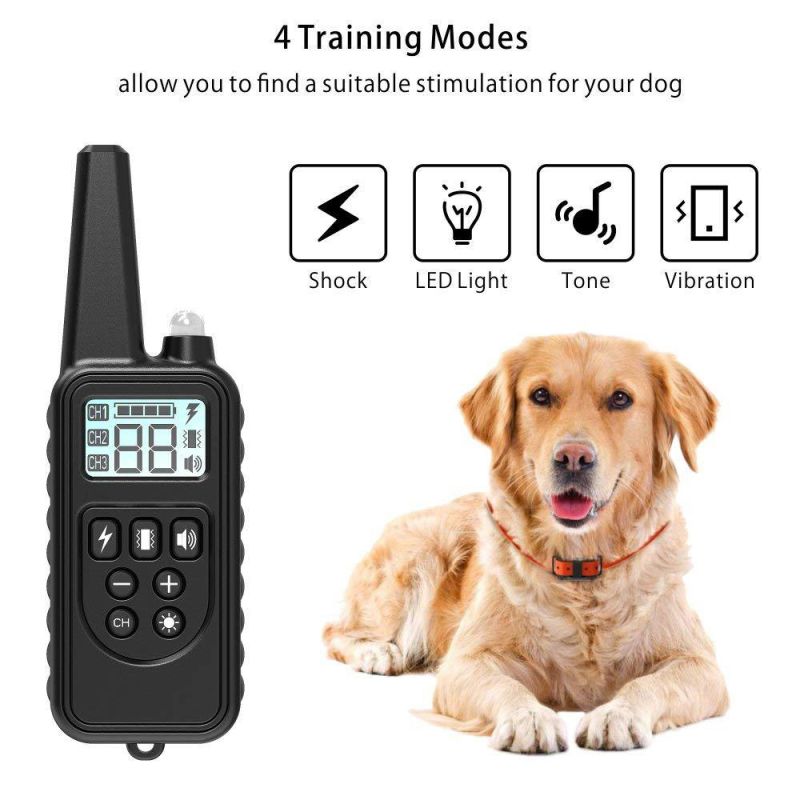 2019 Nuevo 800m Electric Dog Collan Colllar Mascotas Control remoto impermeable recargable con pantalla LCD para todos los collares de tope de corteza