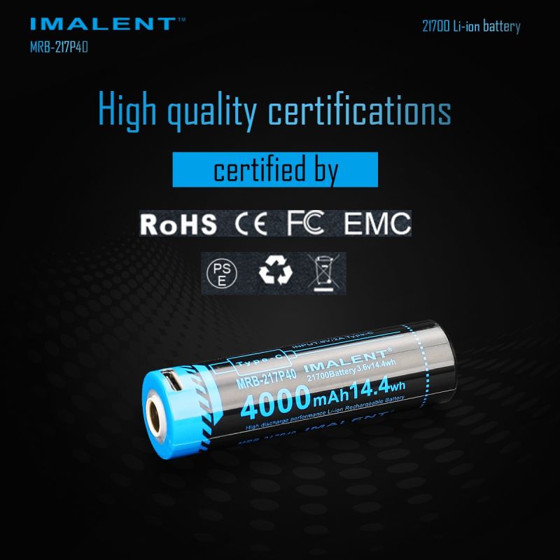 Imalent MRB-217P40 21700 4000mAh 3.6V Tipo-C batería recargable