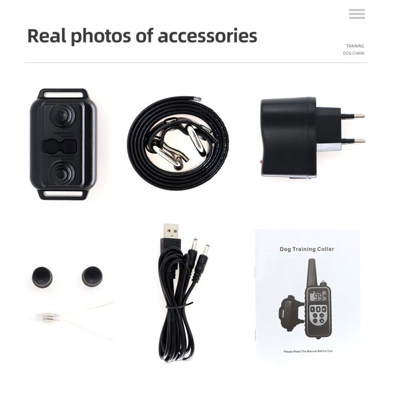 Collar de entrenamiento para perros de 800 m, dispositivo de entrenamiento para perros IP7, resistente al agua, Control remoto para mascotas, collar de perro recargable
