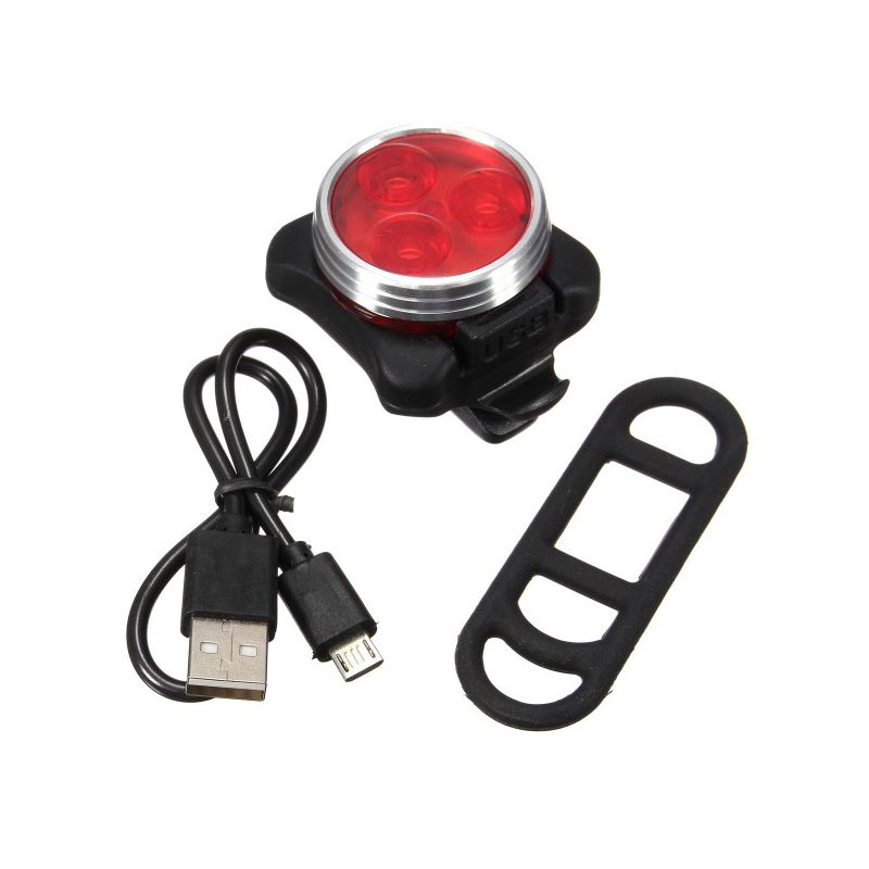 Luz de bicicleta recargable USB HJ-030 3 LED 4 Modos Impermeable Blanco / Rojo Bike Front Light