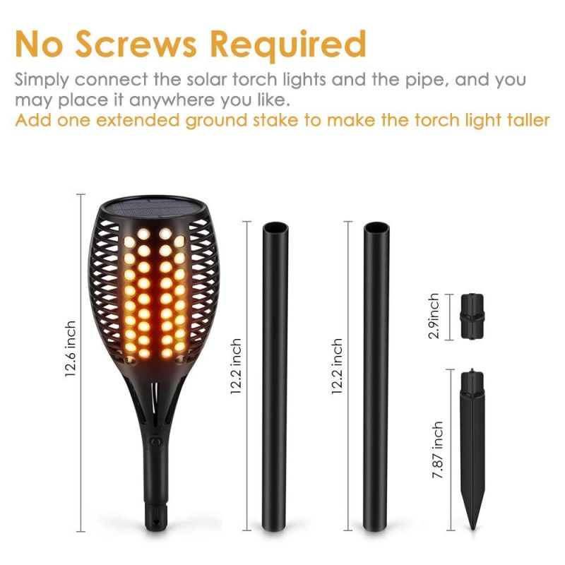 impermeables parpadean llamas antorchas luces luces solares al aire libre proyectores de paisaje iluminación de la iluminación de la iluminación A DAWN Auto ON / OFF SECUSTRADOR SECURIDAD Luz de la antorcha para la calzada del patio