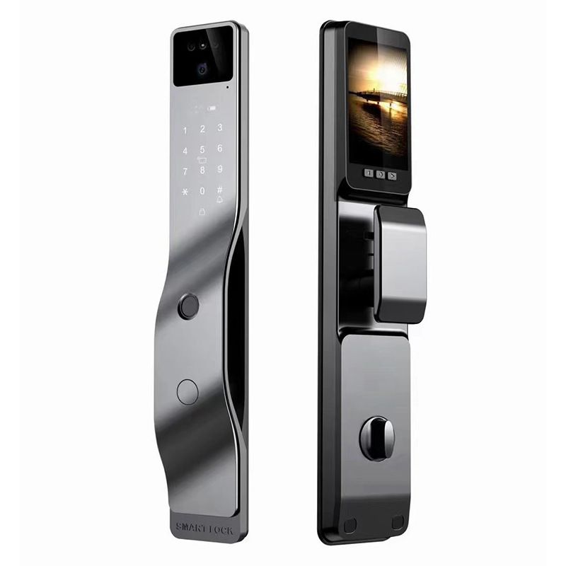 Tuya Wifi 3D cara cerradura de puerta inteligente cerradura electrónica Digital cámara de seguridad huella Digital inteligente contraseña tarjeta desbloqueo de llave