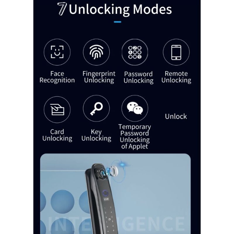 Cerradura de puerta inteligente con cara 3D, Monitor de cámara de seguridad, huella digital inteligente, contraseña, desbloqueo de llave electrónica biométrica