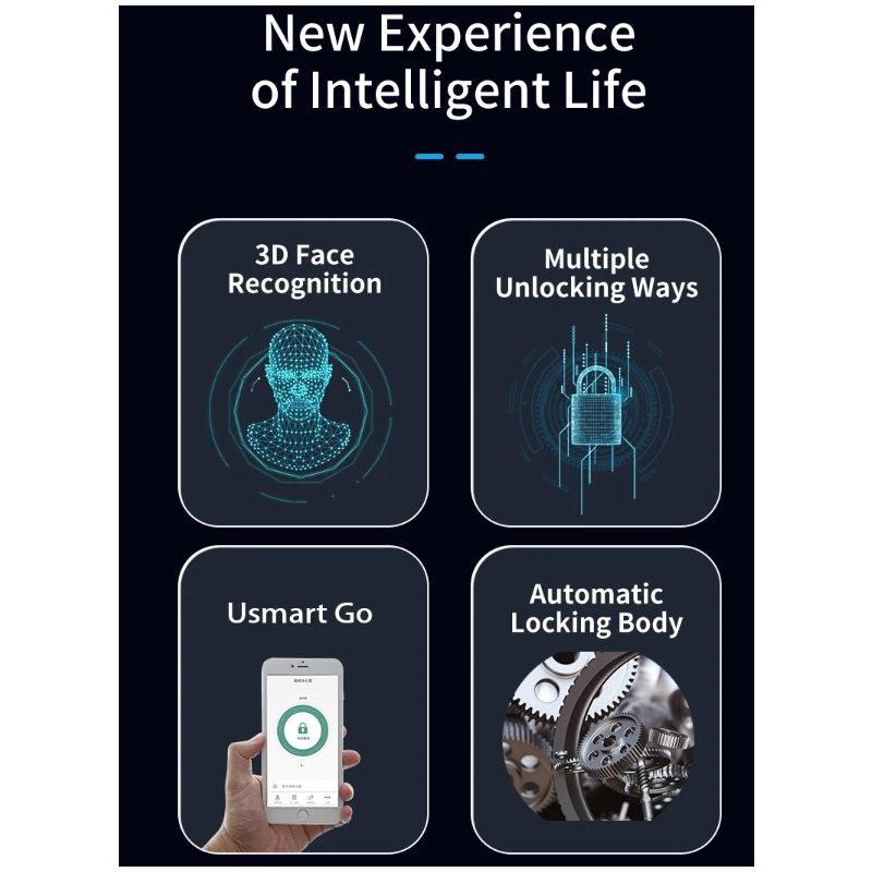 Cerradura de puerta inteligente con cara 3D, Monitor de cámara de seguridad, huella digital inteligente, contraseña, desbloqueo de llave electrónica biométrica