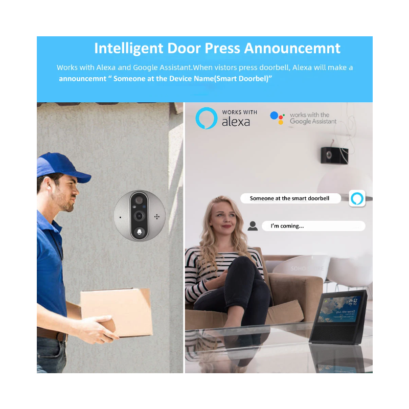 Tuya Smart 1080P WiFi mirilla cámara de vídeo PIR Detector de movimiento seguridad del hogar visión nocturna Video puerta Camer