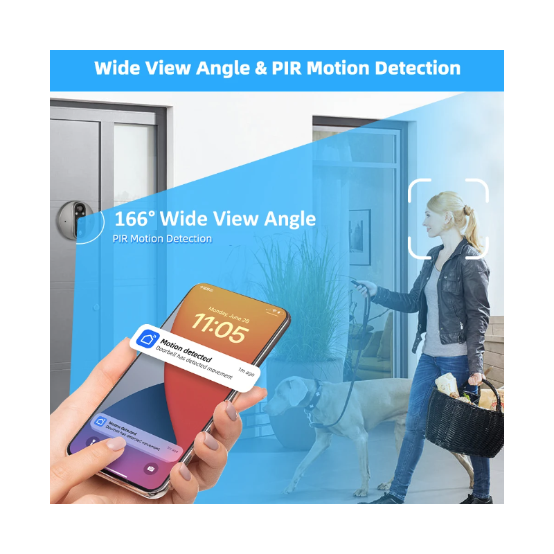 Tuya Smart 1080P WiFi mirilla cámara de vídeo PIR Detector de movimiento seguridad del hogar visión nocturna Video puerta Camer