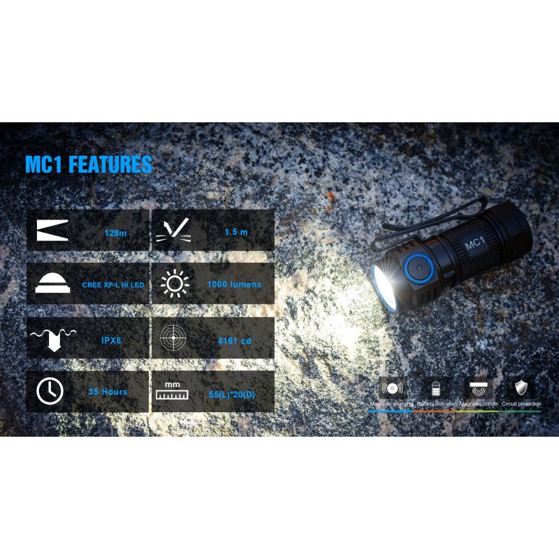 TrustFire MC1 Baton XP-L HI 1000 LUMENS LED Mini EDC Flashlight Llavero Antorcha