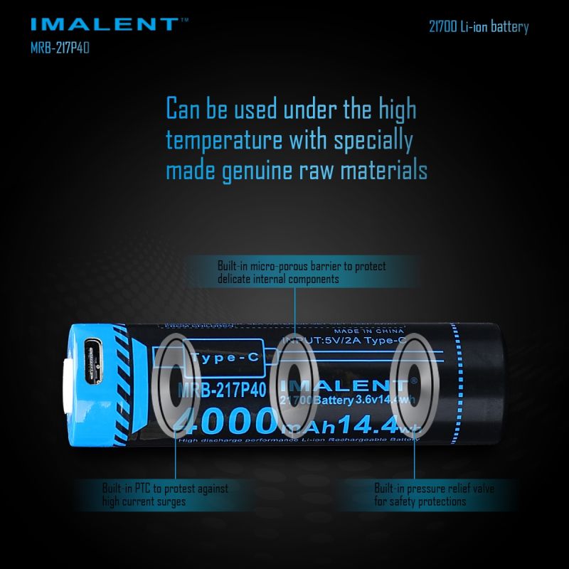 Imalent MRB-217P40 21700 4000mAh 3.6V Tipo-C batería recargable