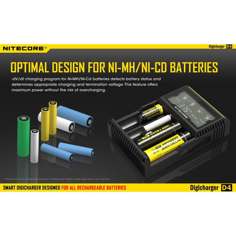 Nitecore D4 Digicharger LCD Mostrar batería Nitecore Charger Intelligent 2.0 Fit Li-Ion 18650 14500 16340 26650