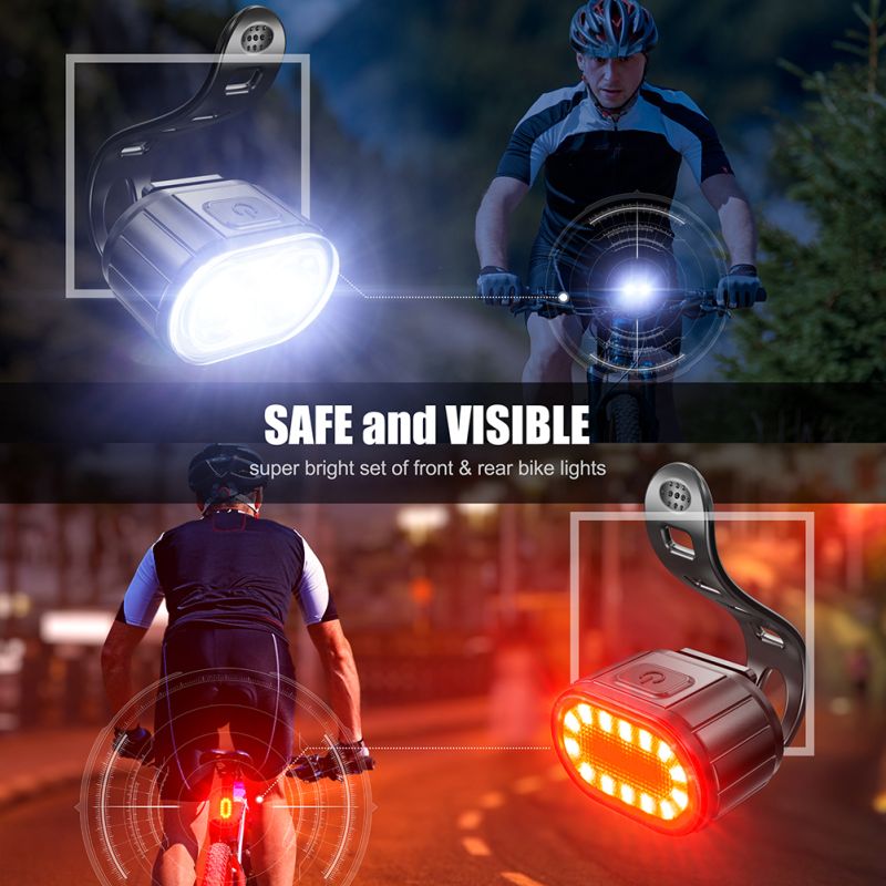 Luz de bicicleta recargable USB Luz delantera de bicicleta blanca impermeable / Luz trasera de bicicleta roja