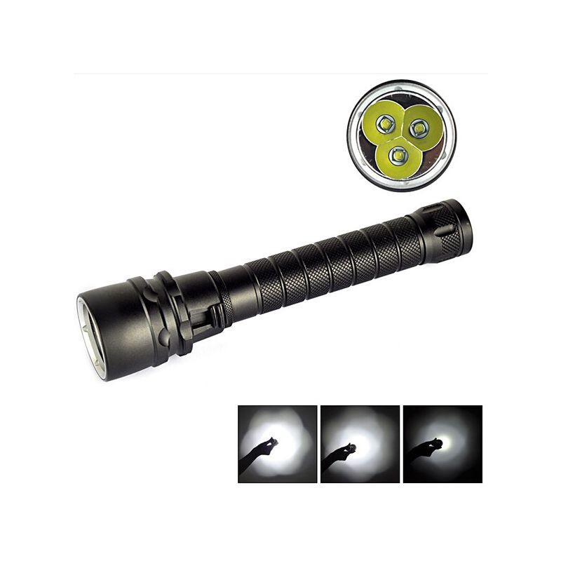 Impermeable 100m Diving 6000lm Linterna subacuática 3 x XML T6 LED Brillo de la luz Durable
