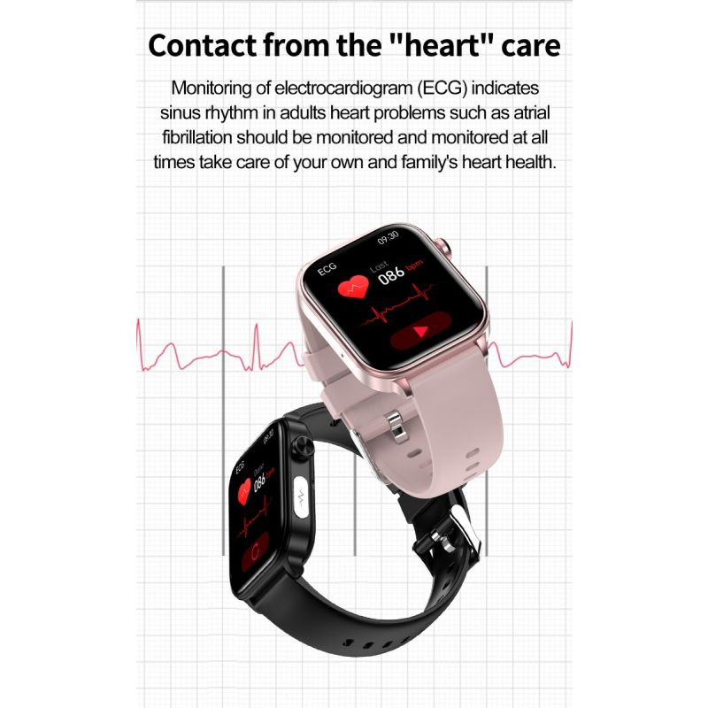 ET570 Reloj inteligente de glucosa en sangre ECG Frecuencia cardíaca Presión arterial Smartwatch