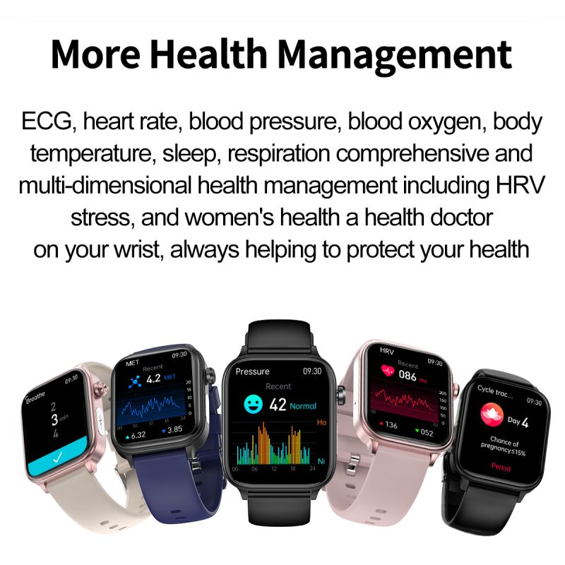 ET570 Reloj inteligente de glucosa en sangre ECG Frecuencia cardíaca Presión arterial Smartwatch