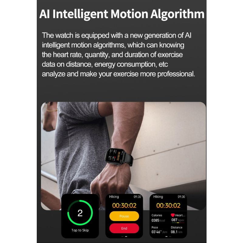 ET570 Reloj inteligente de glucosa en sangre ECG Frecuencia cardíaca Presión arterial Smartwatch