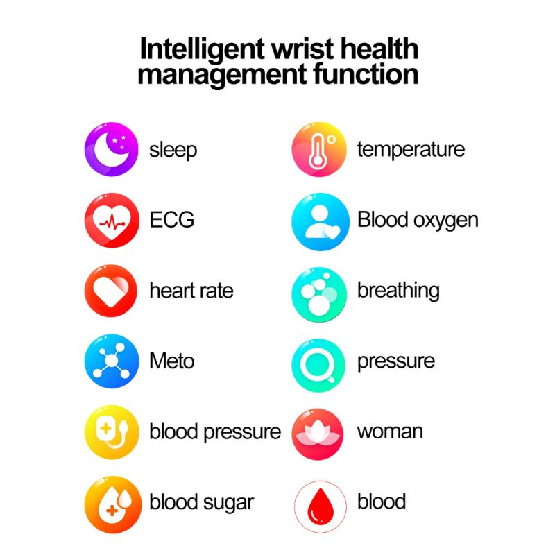 ET570 Reloj inteligente de glucosa en sangre ECG Frecuencia cardíaca Presión arterial Smartwatch