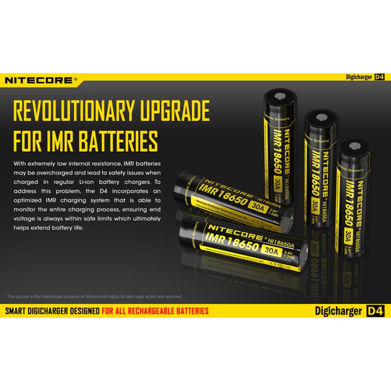 Nitecore D4 Digicharger LCD Mostrar batería Nitecore Charger Intelligent 2.0 Fit Li-Ion 18650 14500 16340 26650
