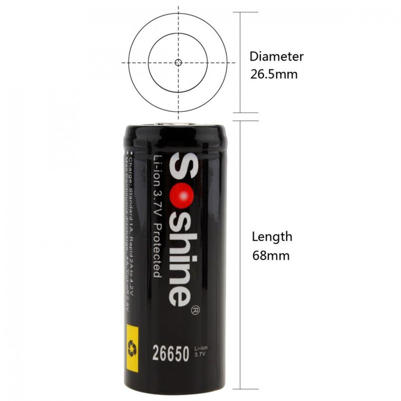 SOSHINE 26650 5500mAh 3.7V batería recargable-2