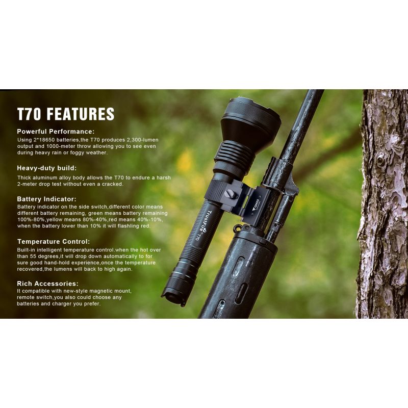 Trust Fire T70 Kit XHP35 Máx 1000 metros 2300Lumens Linterna LED recargable de alta potencia
