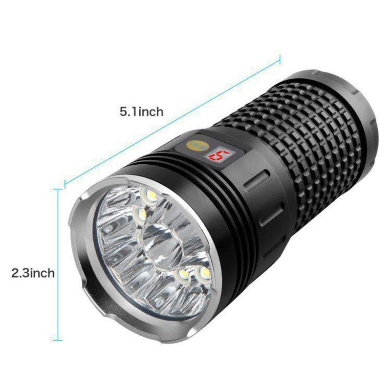 Sky Ray 18xT6 4 Modos 15000 Lumen recargable USB Tipo C Linterna LED