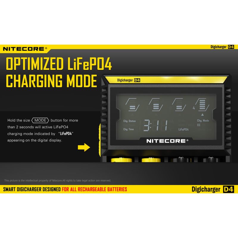 Nitecore D4 Digicharger LCD Mostrar batería Nitecore Charger Intelligent 2.0 Fit Li-Ion 18650 14500 16340 26650