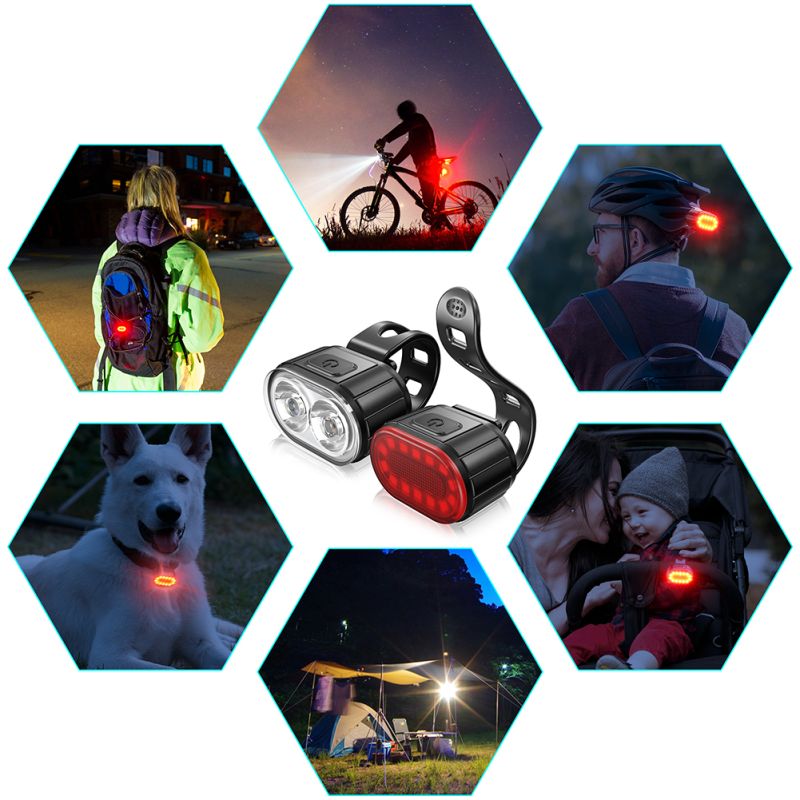 Luz de bicicleta recargable USB Luz delantera de bicicleta blanca impermeable / Luz trasera de bicicleta roja