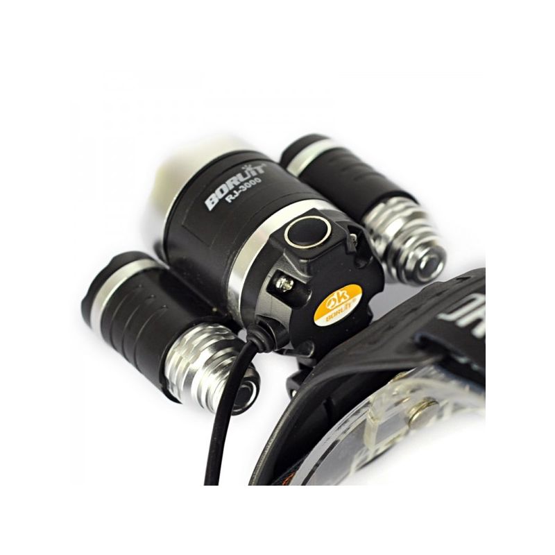 Boruit RJ-3000 LED FIGURARIO T6 Luz blanca y 2 x XPE R5 Luz verde LED Faro