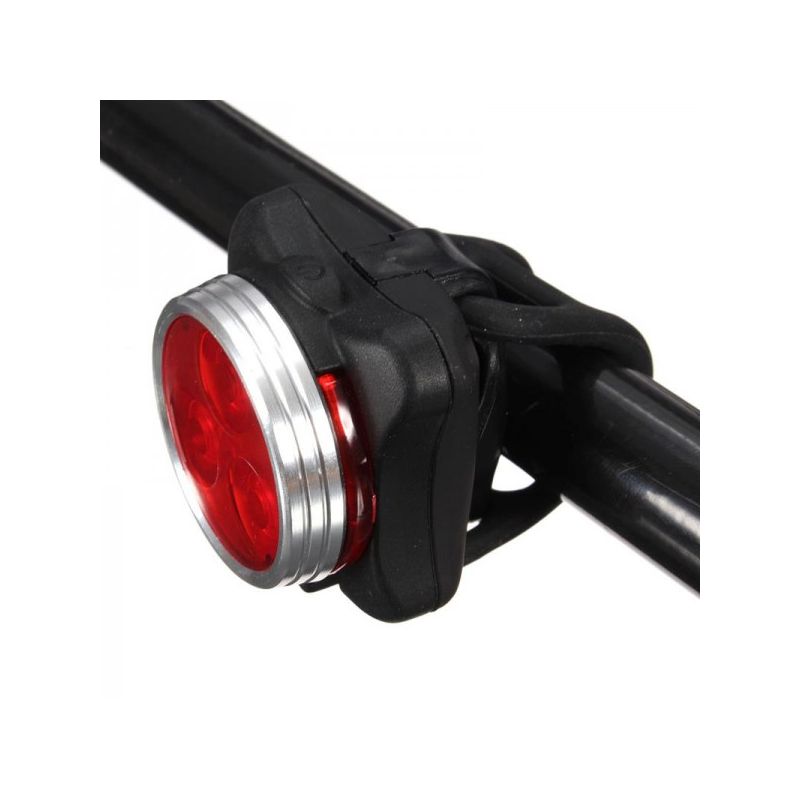 Luz de bicicleta recargable USB HJ-030 3 LED 4 Modos Impermeable Blanco / Rojo Bike Front Light
