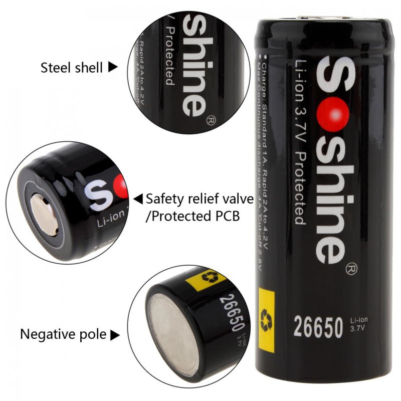 SOSHINE 26650 5500mAh 3.7V batería recargable-2