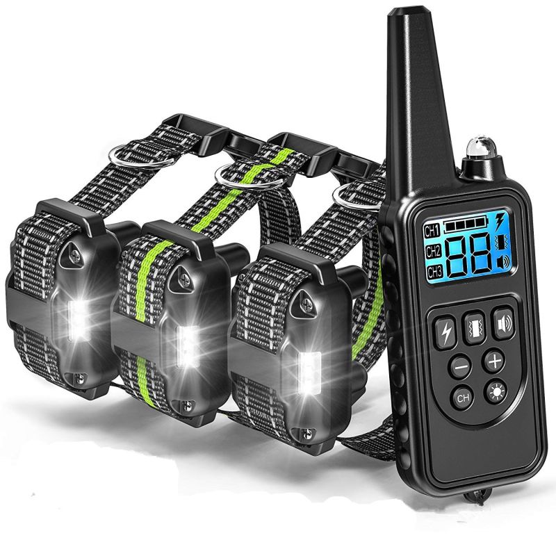 2019 Nuevo 800m Electric Dog Collan Colllar Mascotas Control remoto impermeable recargable con pantalla LCD para todos los collares de tope de corteza