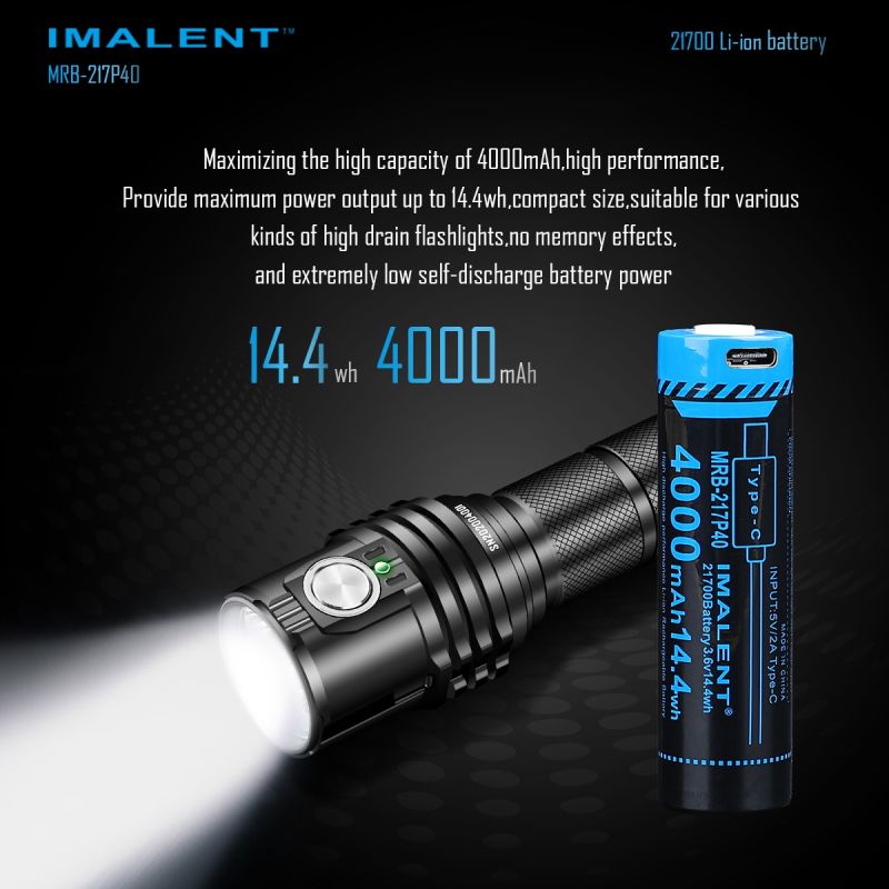 Imalent MRB-217P40 21700 4000mAh 3.6V Tipo-C batería recargable
