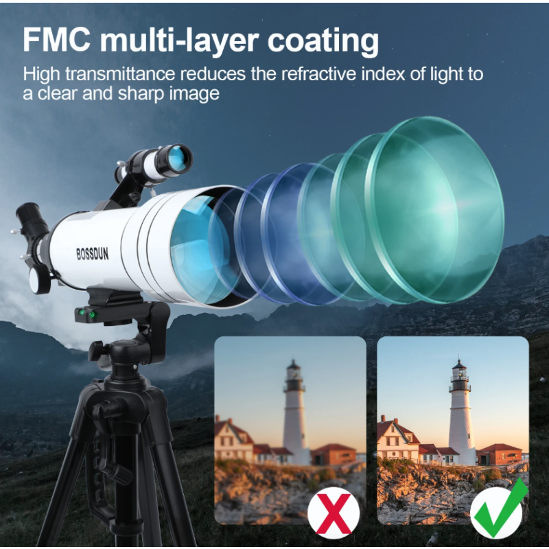 Bossdun 333X Telescopios astronómicos profesionales para que los niños vean el universo Luna Estrellas Monocular del espacio profundo