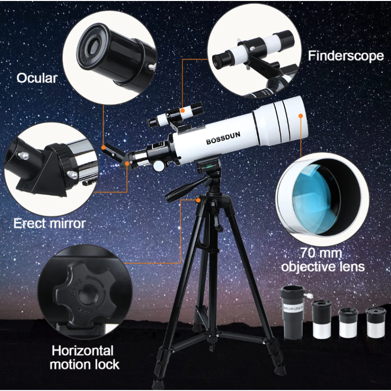 Bossdun 333X Telescopios astronómicos profesionales para que los niños vean el universo Luna Estrellas Monocular del espacio profundo