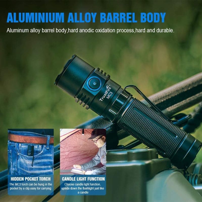 Trust Fire MC3 XHP50 2500 Lumens LED Flashlight USB Carga magnética Torch de carga 21700 Luz recargable IP68 Afile EDC Lámpara de mano EDC Luces de trabajo