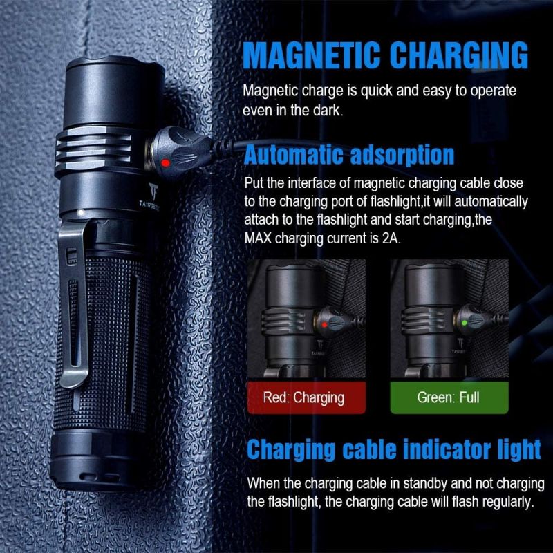 Trust Fire MC3 XHP50 2500 Lumens LED Flashlight USB Carga magnética Torch de carga 21700 Luz recargable IP68 Afile EDC Lámpara de mano EDC Luces de trabajo