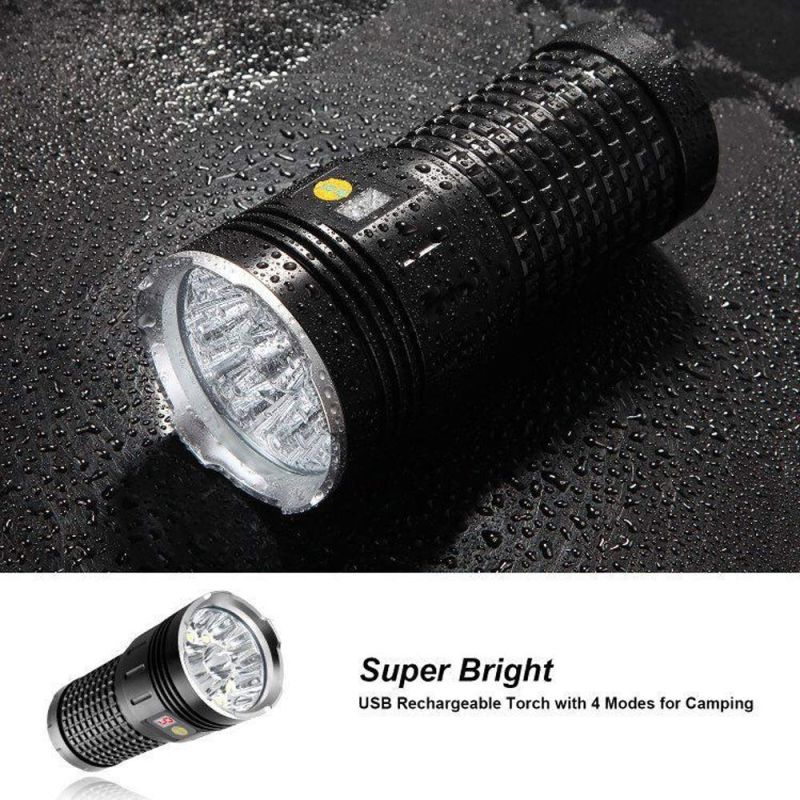 Sky Ray 18xT6 4 Modos 15000 Lumen recargable USB Tipo C Linterna LED