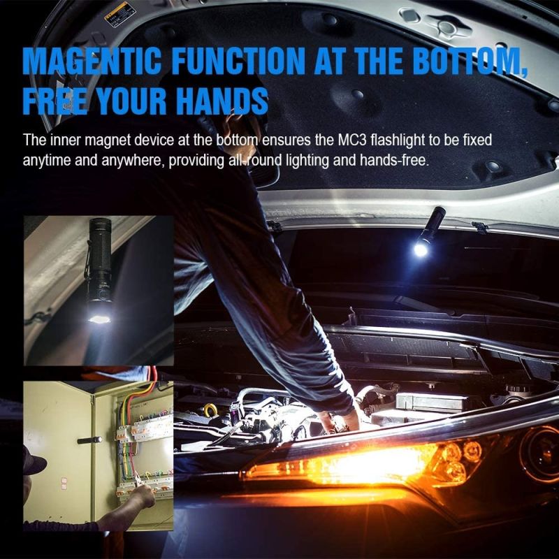 Trust Fire MC3 XHP50 2500 Lumens LED Flashlight USB Carga magnética Torch de carga 21700 Luz recargable IP68 Afile EDC Lámpara de mano EDC Luces de trabajo