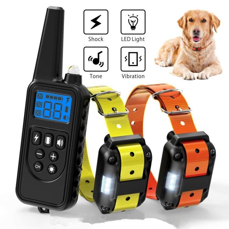 2020 Nuevo 800M Electric Training Collan Colllar PET control remoto impermeable recargable con pantalla LCD para todo el tamaño de la vibración de choque
