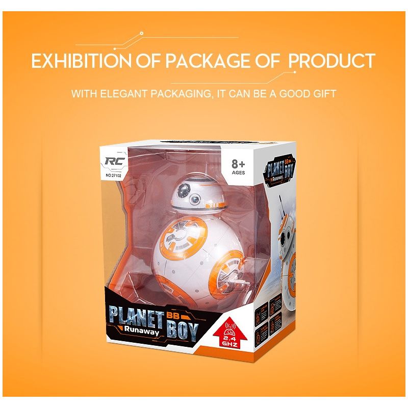 Actualización de 20,5 cm Robot de control remoto BB-8 Ball RC Robot inteligente 2.4G BB8 con figura de acción de sonido BB-8 Juguetes de regalo para niños