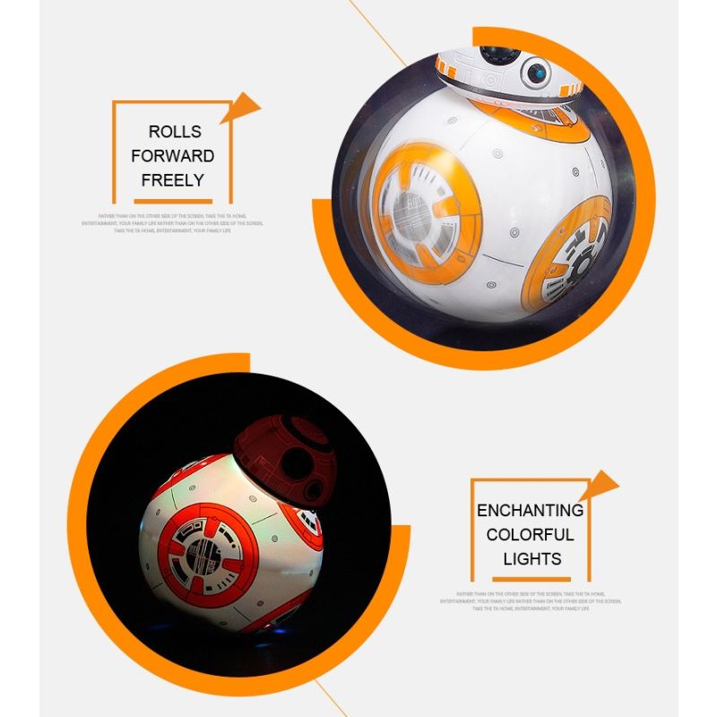 Actualización de 20,5 cm Robot de control remoto BB-8 Ball RC Robot inteligente 2.4G BB8 con figura de acción de sonido BB-8 Juguetes de regalo para niños