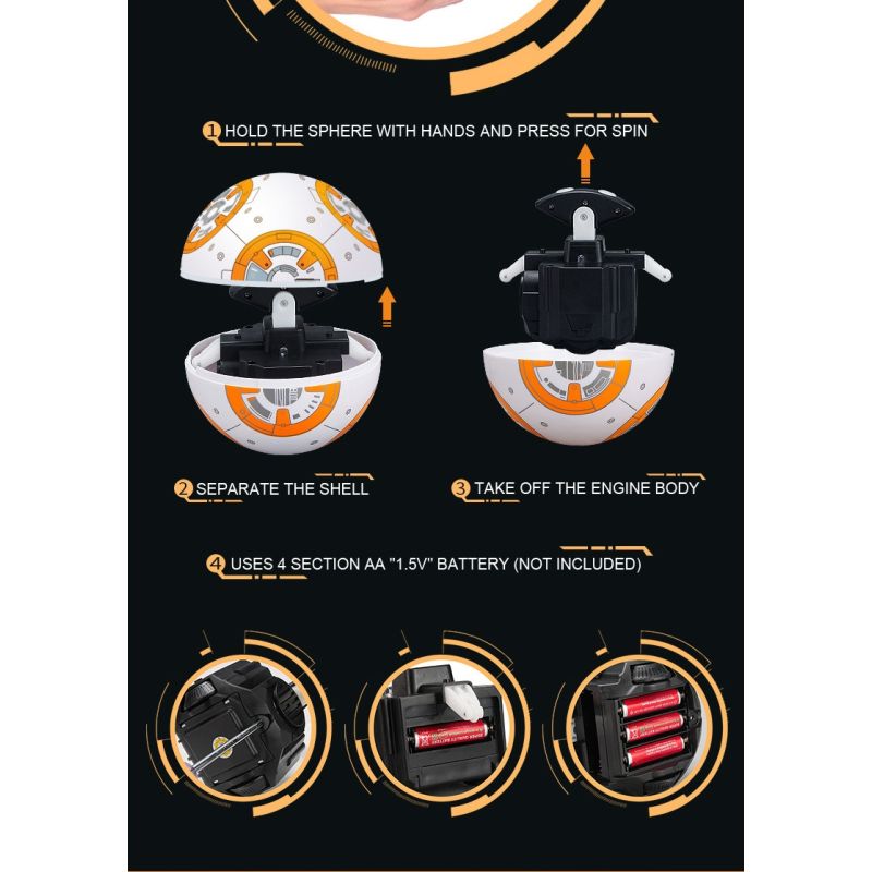 Actualización de 20,5 cm Robot de control remoto BB-8 Ball RC Robot inteligente 2.4G BB8 con figura de acción de sonido BB-8 Juguetes de regalo para niños