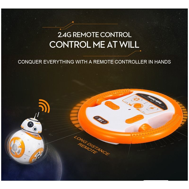 Actualización de 20,5 cm Robot de control remoto BB-8 Ball RC Robot inteligente 2.4G BB8 con figura de acción de sonido BB-8 Juguetes de regalo para niños
