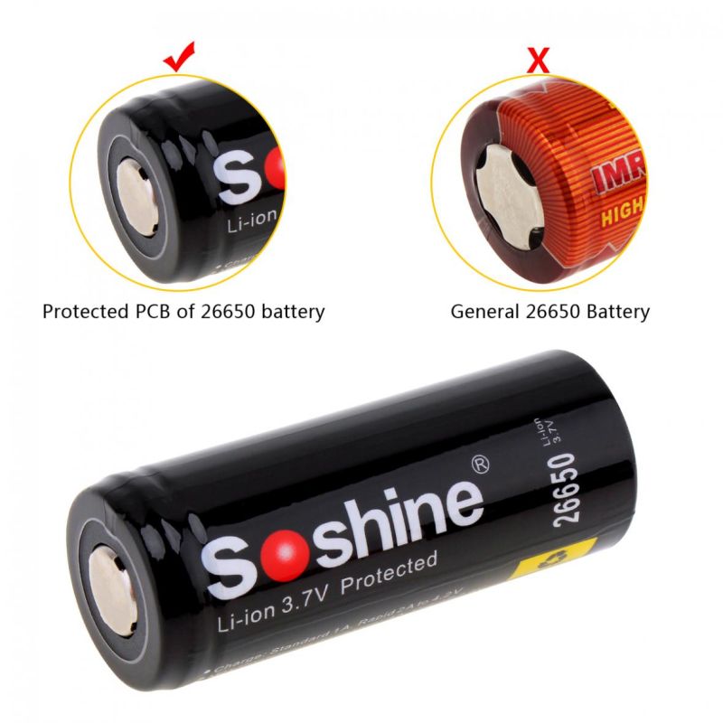 SOSHINE 26650 5500mAh 3.7V batería recargable-2